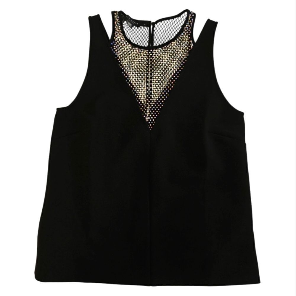 NWOT Ted Baker Crystal embellished black sleeveless top blouse size 2